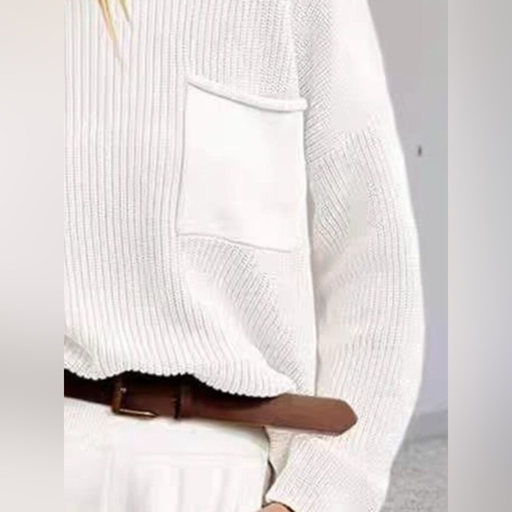 Pocket Detail Dropped Shoulder Sweater - Picture 9 of 11